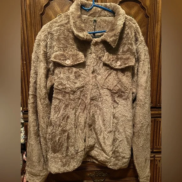 BRAND NEW MENS TRENDY FUZZY SHERPA JACKET - Picture 7 of 11